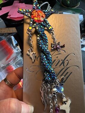 Kirks Folly Iridescent Blue-Green  Brooch or Pin Charm Necklace